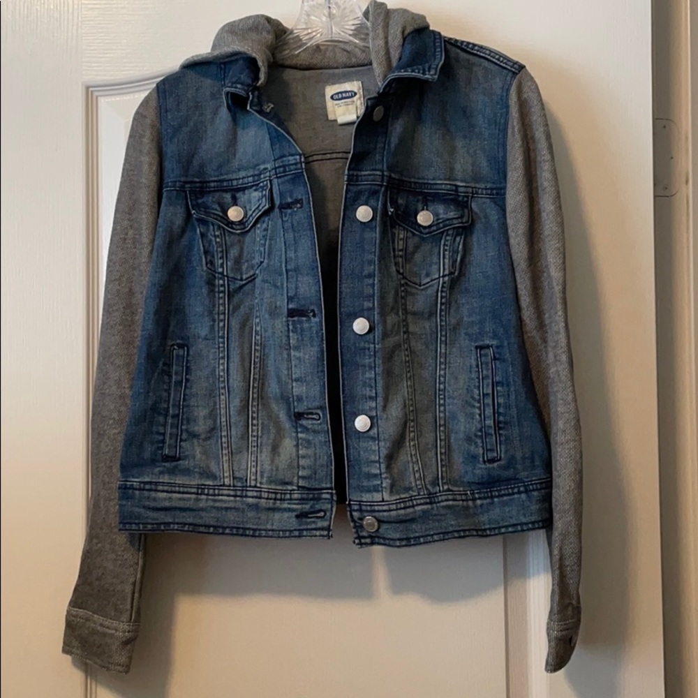 Old Navy denim jacket with hoodie